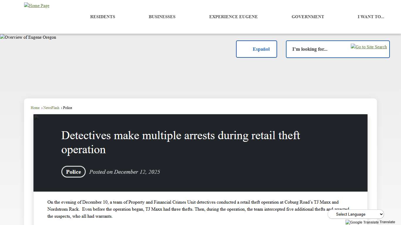 Detectives make multiple arrests during retail theft operation • Eugene, OR
