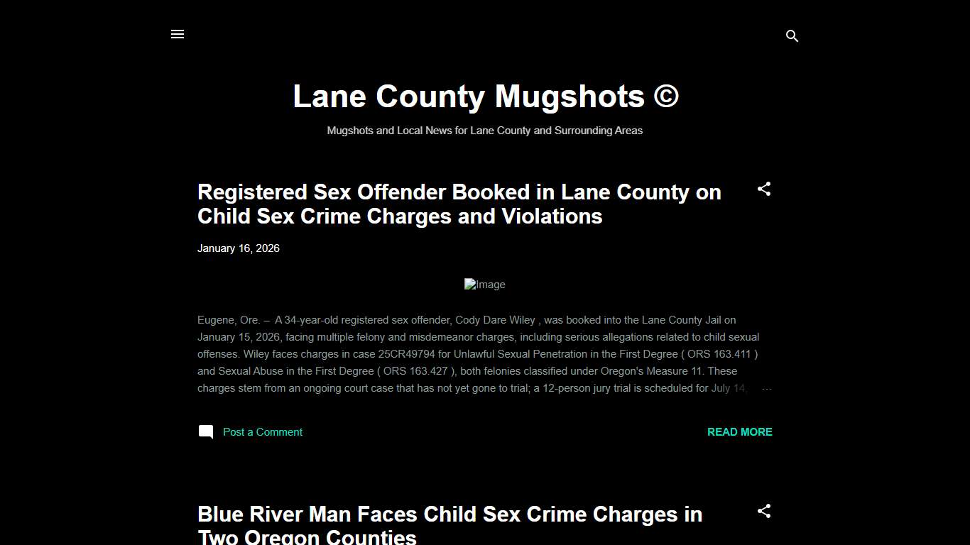 Lane County Mugshots ©